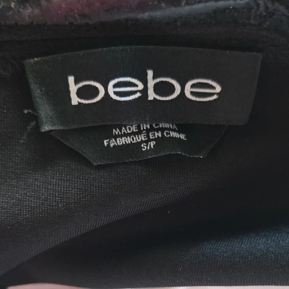 bebe Strapless Dress with Black and Neon Yellow Pattern - Picture 9 of 10